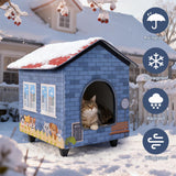 Elevated Base Heated Cat House for Outdoor,Heated Kitty House for Outside in Winter Blue