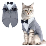 QBLEEV Cat Tuxedo Suit, Cat Halloween Costumes for Cats Only, Sphynx Cat Tuxedo Outfit Costume with Bow Tie, Kitten Formal Attire Wedding Birthday Onesie Clothes for Male Girl Hairless Cats