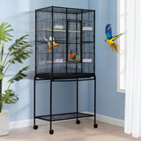 Garvee Large Bird Cage, 54" H Big Bird Cage with Stand for Parakeets Parrots Conures Lovebird Cockatiel Black