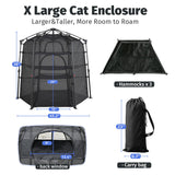 Catio Outdoor Cat Enclosure Pop up Cat Tower Tent Cat Playpen w/Breathable Mesh Portable Catio Kitten Pet Animal Play Pen Indoor Enclosed Kitty Patio Balcony Camping(Hexagonal,XL)