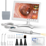 Otoscope Camera - with 10” Screen Otoscope Ear Camera - 1080P HD Ear Camera - 6 LED Lights for Adult and Pet - Support Photo & Video - Type-C Charging with Computer (White)