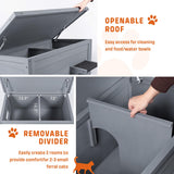BRIOPAWS Heated Cat House for Outside | Insulated | Weatherproof | Outdoor Feral Cat Shelter for Winter | Escape Door | Foldable Ramp | Large Wooden Pet Houses for Multiple Cats | Grey