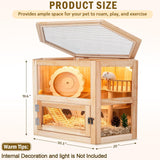 Hamster Cage with Chewproof Wood Top,Guinea Pig Cages, Two Story Hamster Habitat with Clear Acrylic Sheets Solid Built, Small Animal Cage (Fir, 31X20X20 inch)