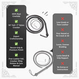 Bull Whip 06 to 16 Feet 12 Strands Real Cowhide Leather Equestrian Bullwhip Leather Belly & Leather Bolster Inside (08)