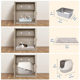 unipaws Cat Litter Box Enclosure with Shelves, Tall Hidden Litter Box Cover for Tall or Top Entry Litter Box, Kitty Enclosed Litter Box Cabinet, Cat Box Furniture, Grey