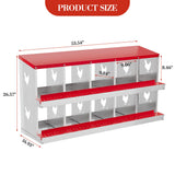 10-Hole Chicken Nesting Box, Rustproof Galvanized Steel Roll-Out Egg Collection with Vented Design, Laying Box for Hens, Poultry Coop Accessories for Egg Layers