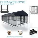 10x20x6.5 FT Large Dog Kennel, Outdoor Dog Crate with with Triple Safety Locks, Heavy Duty Outside Dog Cage Animal Enclosure with Roof Metal Secure Fence Playpen (118" W x 238" D x 78" H)