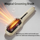 2-in-1 Electric Pet Grooming Brush with Coconut Oil Conditioner Spray, Professional Hair Styling Tool for Medium and Long Haired Dogs and Cats, Quick Hair Styling & Removing Loose Fur Knots