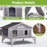 GUTINNEEN Large Outdoor Cat House Insulated Cat House Indestructible Weatherproof Feral Cat Shelter with Openable Hinged Roof, Escape Doors for 1-4 Feral Barn Cats in Winter (43.5"x31.1"x31.2")