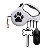 Award-Winning Retractable Dog Leash for Small and Medium Dogs (Max 55 lbs), Clip & Go System with Reflective Tape and Ergonomic Handle, Includes Clips, Poop Bag Holder and Dispenser, White