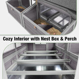 Portable Outdoor Chicken Coop with Wheels, Easy to Move Large Poultry Cage for 4-6 Hens, All-Weather Wooden Hen House with Strong Iron Frame