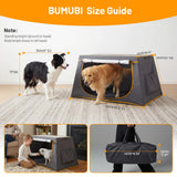 BUMUBI 43 Inch Collapsible Travel Dog Crate for Medium Large Dogs, Portable Travel Kennel with Storage Pocket, Mesh Windows for Indoor & Outdoor Travel, 43.3” L x 24 ”W x 16.14 ”H, Dark Grey