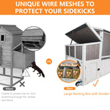 PetsCosset 95.3" L Portable Chicken Coop Tractor Hen House with Nesting Box,Chicken Coops Chicken House,2 Story Wooden Indoor Outdoor Poultry Cage for 3-5 Chicken with 6 Access,Pull-Out Tray,Grey