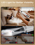 Ckin pet Dog Nail Grinder, Quiet Electric Dog Nail Trimmer with 2 LED Lights, 3-Speed Pet Nail Grinder for Dogs & Cats, Rechargeable 2000mAh Nail Grinder for Small Medium Large Dogs with Light, White