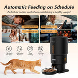 Automatic Cat Feeder - 5L Anti-Clog Cat Food Dispenser Keeps 2-15mm Dry Food Fresh, 10s Voice, 1-6 Meals/Day, Programmable Portions, 180-Day Battery Life, Easy to Clean Auto Pet Feeder for Small Dog