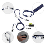 The LICKER Store WLK1004J-5SET Luna Small 8FT Adjustable 6-in-1 Waterproof Hands-Free Leash and Collar with LED Flashlight, Bag Dispenser, and Poop Bag Holder, Highball