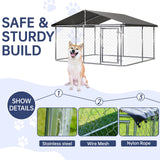 Petony Outdoor Dog Enclosure Heavy Duty Dog Kennel House Mesh Dog Big Cage Pet Kennel Steel Fence with Secure Lock