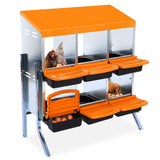 Garvee Chicken Nesting Box, 6-Hole Roll Away Egg Laying Box with Lid, Heavy-Duty Galvanized Steel Rustproof Design - Easy Egg Collection, Easy Clean (with Bracket Legs, Orange)