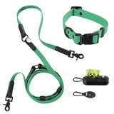 THE LICKER Store WLK1005K-5SET Luna Medium 8FT Adjustable 6-in-1 Waterproof Hands-Free Leash and Collar with LED Flashlight, Bag Dispenser, and Poop Bag Holder, Julep