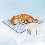 Pet Pad Cooling System for Summer, Consistent Cooling Water Mat for Dogs and Cats, No Refrigeration or Chemical Gel Needed, Machine Washable Bed, Ideal for Home and Crates (White Blue, 35" x 23")