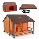 GUTINNEEN Extra Large Heated Dog House for Outside XXL Insulated Dog House Outdoor Dog Kennel with Safe Heated Pad, Chew-Proof Metal Frame, Thermal Liner for Large Dog Breeds, 44.5" L x 45" W x 35" H