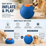 PETNOME Herding Ball for Dog,Inflatable 18 Inch Herding Calming Jumbo Ball for Medium Large Dog Horse Outside Training Push Chase & Roll Blue Orange