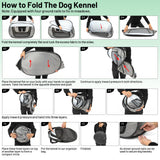 BUMUBI Travel Dog Crate Portable Dog Kennel for Small Dogs Pop Up Soft Dog Enclosure Indoor Outdoor for Medium Dogs Pets Foldable Crate（Green and Yellow-Medium）