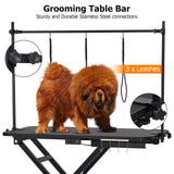 47 in Electric Dog Grooming Table, Heavy Duty, Height Adjustable Professional Pet Grooming Table w/Leveling Wheels, Dog Grooming Arm, Anti Slip Tabletop & Tool Organizer/Dog Grooming Station, Black