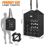 MIYABALA Ultra-Slow Feed Hay Bags for Horses,Two-Sided Premium Oxford Hay Bags with Large Opening,Top with Hook-and-Loop Closure,Adjustable Dual-Purpose Strap for Easy Hanging (Black, Large 1 Pack)