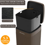 PAWZIDEA Dog Poop Trash Can Outside Odor Control, 5.3 Gallon Large Dog Waste Trash Can with Lid, Waterproof Poop Disposal Bin Outdoor Garbage Can, Activated Carbon Pet Waste Station Container Backyard