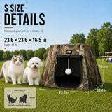Portable Assembly-Free Cat Pop Up Tent, Ventilation Outdoor Indoor Cat House with Detachable Toy Ball, Sunshade Camping Pet Tent for Cats with Non-Slip Cushion Up to 15LB
