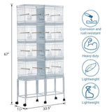 Garvee Lot-4 Breeding Bird Cage, Parrot Cage, Stackable Center Divided Breeder, Seperate Removable Tray, Removable Divider, Lockable Caster, for Birds and Finch