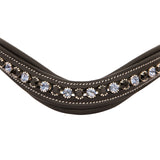 Exion Horse Browband for English Bridle | Curved Shape Padded Equestrian Browband for Show & Dressage | Black & Turquoise Blue Crystal Browband for Horses