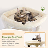 Globlazer Heavy Duty Cat Tree, 74in Sturdy Cat Tower for Large Cats Adult, Big Cat Tree with 7 Sisal Scratching Posts, 2 Padded Condos, 2 Dual-Ear Hanging Baskets, Enlarged Top Perch, S74, Beige