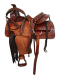 Western Saddle Trail Pleasure Horse Saddles Rodeo Cowboy Floral Tooled Leather Tack Set 15 16 17 18 (Corners Tooled, 17 Inches)