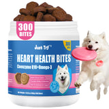 Just Try Coenzyme Q10 Heart Heathy Bites for Dogs - Advanced q10 & Taurine Supplement for Heart Health - Chicken Flavored Chews - Supports Heart Function-10.58oz