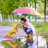 Klyyo Clyro 3 Pcs Dog Raincoat Shoes and Leash Set with Reflective Strip Yellow Adjustable Waterproof Rain Jacket Coat Poncho Hoodies for Small Medium Dogs Pets Walking