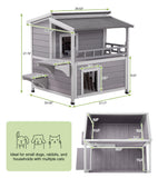 GUTINNEEN Outdoor Heated Cat House for Outside, Outdoor Cat House, 2-Story Weatherproof Cat Shelter Insulated with Heating Blanket, Asphalt Roof, Insulated Liner