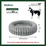 BALANCE Luxury Donut Dog Bed, 30 Inches Round Dog Bed Medium Size Dogs Washable, Orthopedic Calming Dogs Bed for Pets with Anti-Slip Bottom, Gray