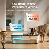 uahpet Cat Wet Food Automatic Feeder with Semiconductor Cooling & Pre-Heating, Programmable Timed Wet Food Dispenser for Cats, Stainless Steel Tray, Quiet, for 1-2 Cats Daily Use & Short Trips