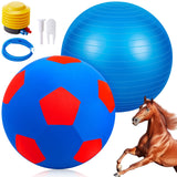 VercanMonth Giant 40 Inch Herding Ball with Ball Cover Anti Burst Please Watch VCR for How to Inflation Horse Toys for Horses Entertainment Play, Pump Included (Stylish, Blue)
