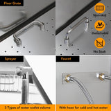 50" Pet Dog Grooming Bathing Station, Professional Stainless Steel Dog Grooming Tub w/Removable Ramp, Storage Drawer, Floor Grate, Stairs Faucet, Dog Bathtab for Large, Medium & Small Pets, Left Door