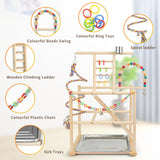 HPAWHOMEPART Bird Playground, Parrots Playstand for Small to Medium Birds, Perch Stand with 3 Ladders Playgym with Rope Perch, Swings Feeder Cups Bird Cage Accessories for Conure Cockatiel Lovebirds