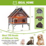 GUTINNEEN 2-Story Heated Cat House for Outside Large Outdoor Insulated Cat House Weatherproof Cat Shelter with Insulated Liner, Heating Pad, Chewproof Cable, Escape Doors for 2-5 Feral Cats