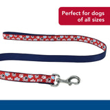Coastal Pet Ribbon Dog Leash - Contemporary Stylish Look - Durable Fade-Resistant Nylon Material - Perfect for Dogs Red with Paws, 1" x 06'