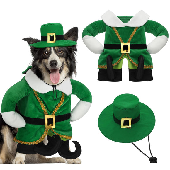 Hollowfly St. Patrick's Day Dog Costume Walking Leprechaun Dog Outfit  Dog  Pawshop