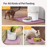 Silicone Pet Feeding Mat with Metal Ring, Waterproof, 23x15 in, Pet Feeding Mats, Raised Edges to Prevent Spills, Dogs and Cats Placement Tray to Stop Food and Water Bowl Messes (Pink, 23x15 in)