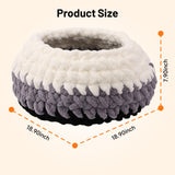 BUMUBI Handwoven Soft Cat Cave Bed, Indoor Cat Beds with Washable Round Nest, Kitten House & Cat Furniture, White & Gray
