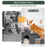 Large Dog House Soft Indoor (Int 30x28x23in/Ext 31x30x31in) for Labrador, Husky, Samoyed, Golden Retriever, German Shepherd, Large Pet House with Soft Cushion, Oxford Fabric, Gray
