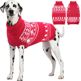 SAWMONG Dog Christmas Sweater, Cable Knit Christmas Pet Sweater, Snowflake Pattern Thick Warm Winter Dog Sweaters, Pet Sweaters for Small Medium Large Dogs(Red, L)